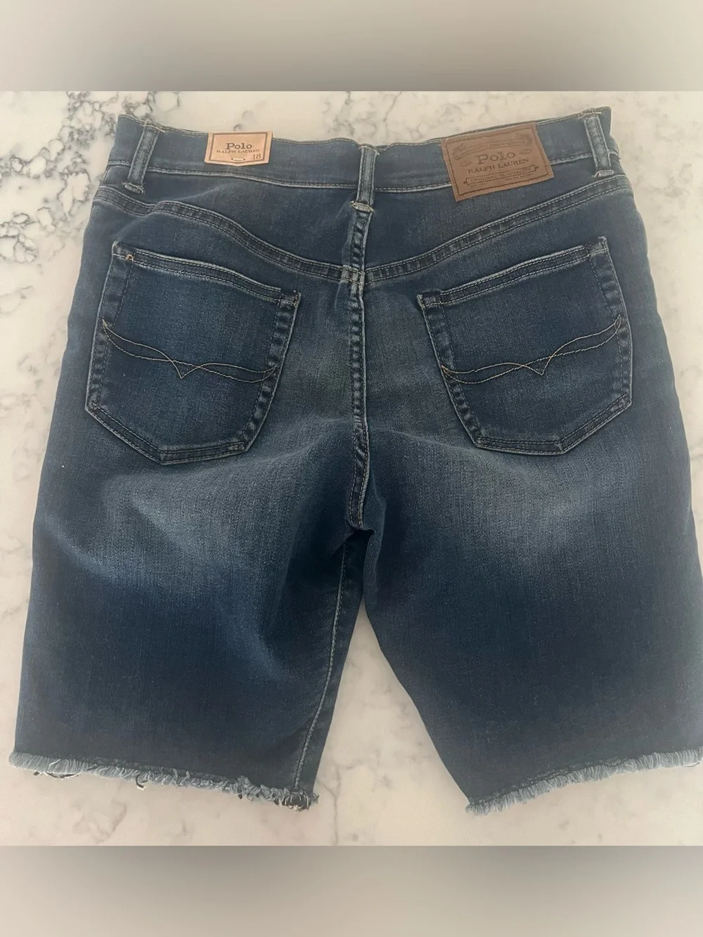 Polo Ralph Lauren Denim Shorts Kids Size 18 Blue Raw Hem Classic Preppy New